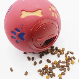 Bola de borracha do brinquedo do cão com dispensador de alimentos, Pet Food Play Ball, Teething Training Toy, Interativo Pet Toy, azul e vermelho, Diâmetro 7,5 centímetros - Image 4