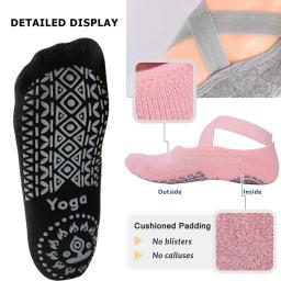1 par de meias esportivas de ioga para mulheres e meninas, alças e alças antiderrapantes, ideais para pilates, barra pura, balé, dança, treino descalço - Image 4