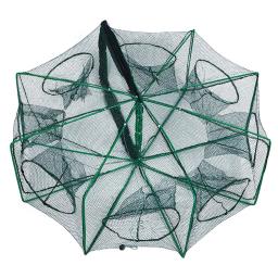 Rede de pesca dobrável para peixes, Caranguejo, Camarão Isca Armadilha, Upgrade Grande Espaço, 8 Buracos, 8 Lados, 28.3 x 10.2in, 8 Buracos - Image 1