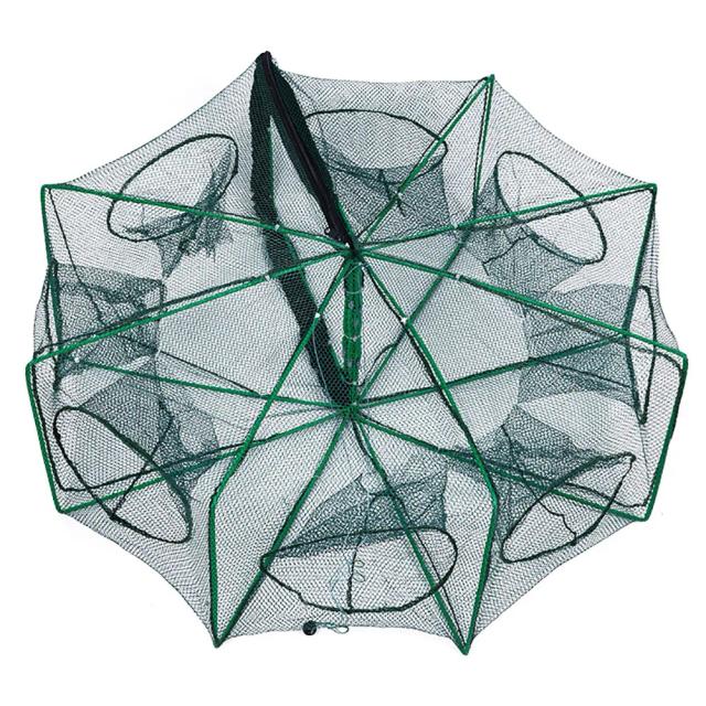 Rede de Pesca Dobrável Multifuncional com 8 Buracos - Ideal para Peixes, Caranguejos e Camarões, Grande Espaço de 28.3 x 10.2in