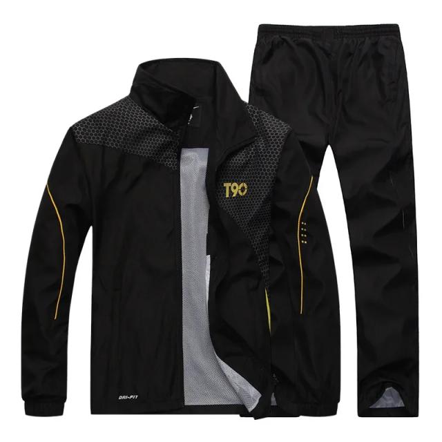 Conjunto de Roupa Esportiva Masculina de 2 Peças para Treino Outdoor - Jaqueta e Calças para o Outono 2024