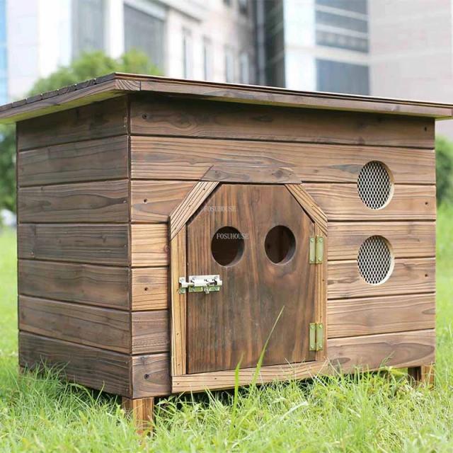 Casa de Madeira Impermeável para Cães e Gatos com Design Moderno e Conforto Interno e Externo