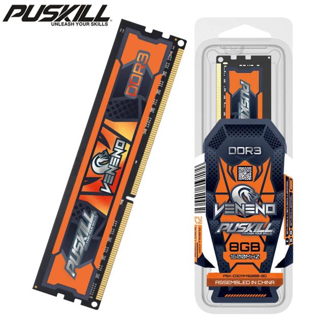 Memória PUSKILL DDR3 Desktop 8GB 1600MHz 240 Pinos
