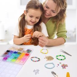 500 pçs diy artesanal frisado brinquedo das crianças criativo solto espaçador contas artesanato fazendo pulseira colar kit de jóias menina brinquedo presente - Image 5