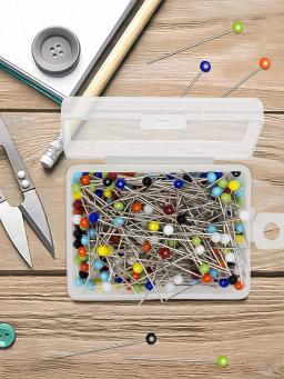 Pinos de costura multicoloridos para tecido, pino reto, cabeça de bola perolizada, bastão acolchoado, artesanato DIY, 400pcs - Image 4