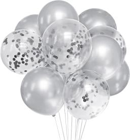 Conjunto de balões de látex prateados de 20 peças adequado para festas de aniversário, cerimônias de casamento e decorações de formatura - Image 1