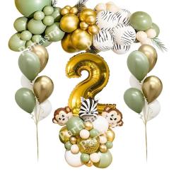 Kit Balão com Balões de Animais Selvagens para Crianças, Decorações para Festa Selva Safari, Verde Abacate, Feliz Aniversário, 33 peças - Image 1