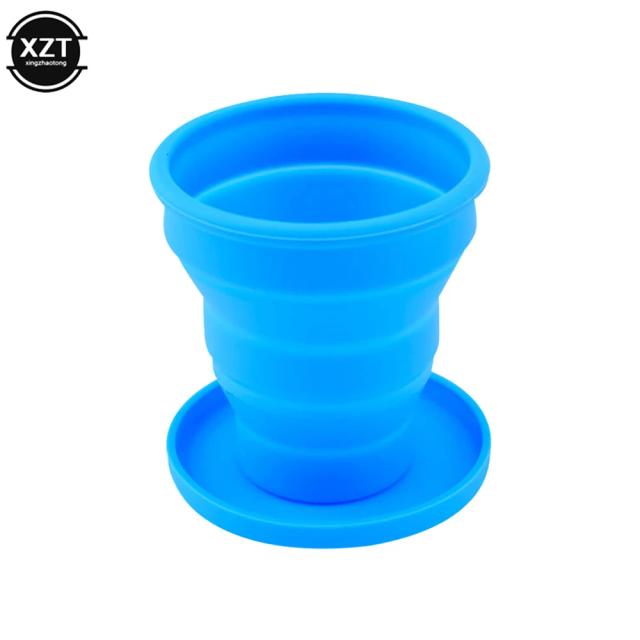 Copa Dobrável Telescópica em Silicone com Tampa para Viagem - 200ml
