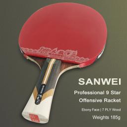 SANWEI-Raquete De Tênis De Mesa, Madeira Profissional, Carbono, Ping Pong Ofensivo, Borracha Pegajosa, Ataque Rápido, 7, 8, 9 Estrelas, Taiji - Image 2