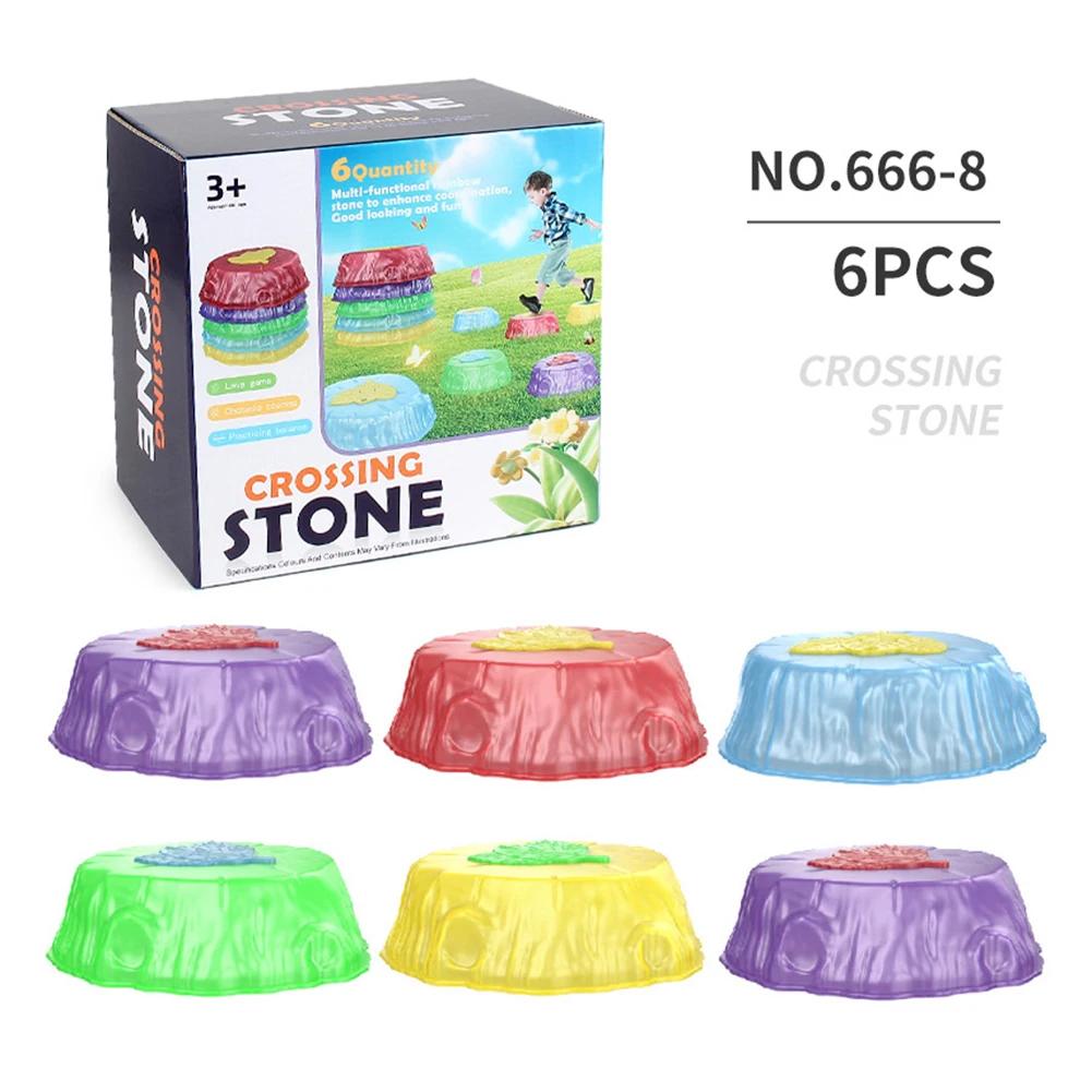Luzes led pisando pedra crianças habilidades de equilíbrio pré-escolar brinquedo esportivo para crianças integração sensorial treinamento de equilíbrio tátil da criança - Image 1