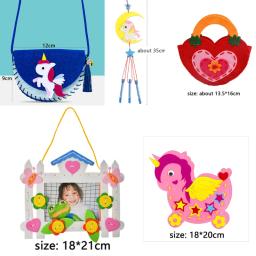 Primeiro Kit de Costura para Iniciantes, Artesanato para Meninas e Crianças, Aprenda a Costurar, Unicórnio Bolsa Sacos, Porta-retrato, Pen Holder, DIY Feltro Artesanato Kits - Image 2