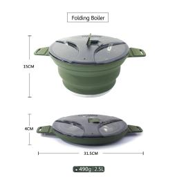 Panela dobrável acampamento panelas 2.5l panelas ao ar livre chaleira de água de silicone pan pot viagem caminhadas piquenique utensílios de mesa equipamentos - Image 6