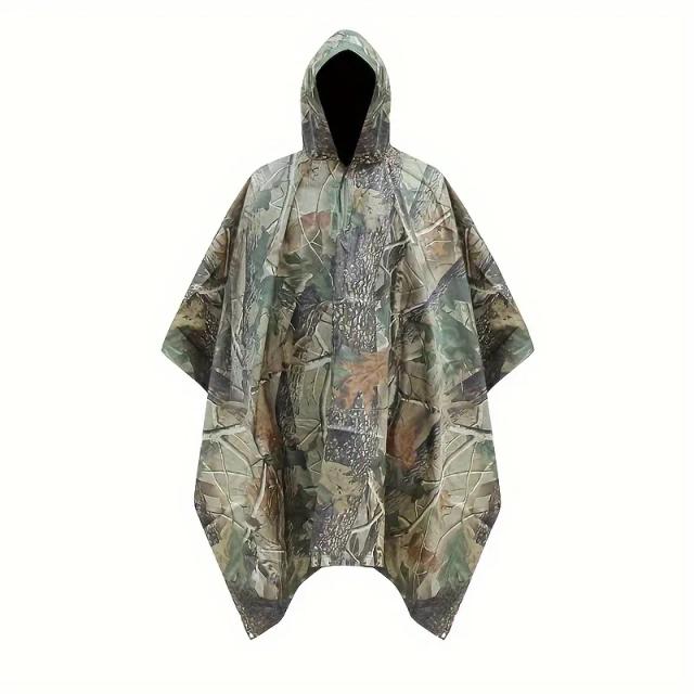Capa de Chuva Camuflada com Capuz para Caça e Camping - Poncho Impermeável e Protetor de Clima