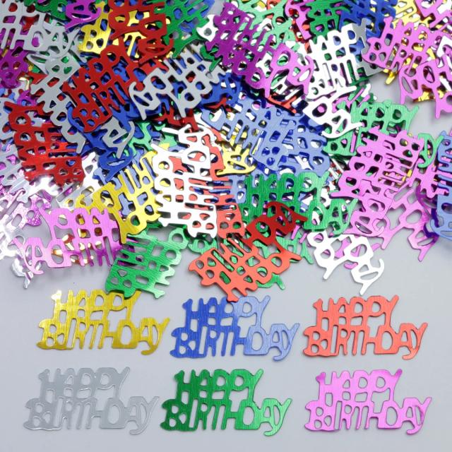 Confete Metálico para Decoração de Mesa em Festa de Aniversário - Cartas com Felicitações, 15g
