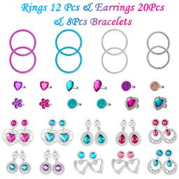 Pretend Princess Jewelry Toy Kit para crianças, coroas, colares, varinhas, brinco, pulseiras, cosplay, favor das meninas, vestido de festa, presente para crianças, 48pcs - Image 6