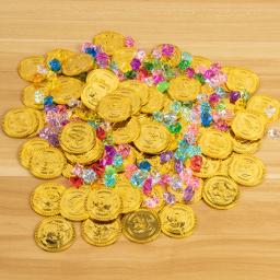 Moedas De Ouro De Tema De Pirata De Plástico, Jóias De Tesouros De Pedras Preciosas, Moedas Falsas, Suprimentos De Decoração De Festa De Halloween, 50 Pcs, 100Pcs - Image 1