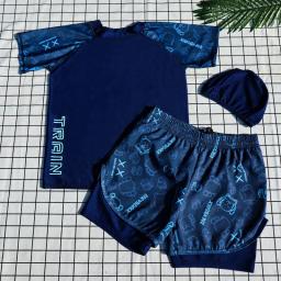 Troncos de natação de poliéster de alta qualidade para menino jovem, maiô juvenil adulto, troncos de natação, swimwear dupla camada para menino jovem - Image 2
