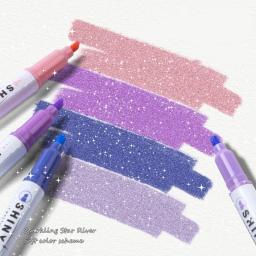 Glitter Color Shiny Canetas Set, Highlighters, pincel marcador, escola de arte, caneta Glitter metálica para desenho, pintura suprimentos, 4pcs - Image 1
