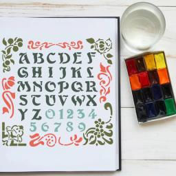 Estênceis artísticos foscos de letras de metal, alfabeto e número da A a Z, modelo de estêncil de videira para pintura, gravação em queima de madeira - Image 5