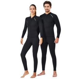 Terno de mergulho premium de 2mm para homens e mulheres, calças wetwuit, jaqueta de corpo dividido, calças de banho de neoprene, manter aquecido, preto - Image 2