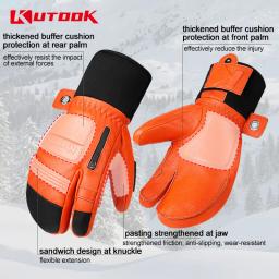 KUTOOK-Luvas térmicas para homens e mulheres, luvas de couro de cabra ThInsulate, luvas de snowboard quente, esqui impermeável, 3m, inverno - Image 4