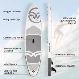Inflável Stand Up Paddling Paddle Board, antiderrapante para todos os níveis de habilidade, surf board com bomba de ar, carry bag, barco em pé - Image 4