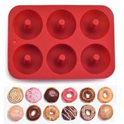 Non Stick Silicone Donut Mold, Mini Cupcake Mold, Donut Maker, Bagel Pan, Ferramenta De Cozimento, Resistência Ao Calor, 6 Buracos - Image 1