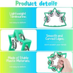 Pandeiro de percussão plástico para crianças e adultos Instrumento de percussão musical portátil, Jingle Bells, 4 pcs - Image 4
