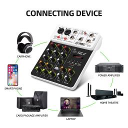 Interface de áudio Mixer com Bluetooth, USB Computador de Gravação, 48V Phantom Power, 4-Channel Mixer, Delay e Replay Effects, V4 - Image 4