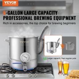 VEVOR-chaleira de aço inoxidável com tampa, Tri-Ply Bottom, Brewing Pot, Home Brewing, Cerveja Brew, Brewing Supplies, 5 GALLON - Image 2