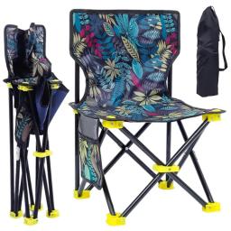 Cadeiras de acampamento dobráveis com bolso lateral, Cadeira dobrável de pesca dobrável, Cadeira de acampamento portátil com saco de armazenamento - Image 1