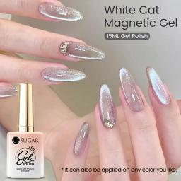 UR SUGAR-esmalte de uñas con purpurina, Gel magnético de gato blanco, superbrillante, efecto galáctico, barniz de Gel magnético de luz de luna, 15ml - Image 3