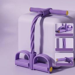 Faixas de resistência de 4 tubos para ioga, pedal extrator, corda elástica, equipamentos de fitness, para treinamento de abdômen, cintura e braço - Image 5
