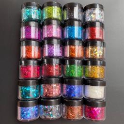 Resina Glitter Flocos para Artesanato, Nail Glitter Sequins, Holográfico Chunky, Prata, Azul, Preto, Preço de atacado, 15g por Jar - Image 2
