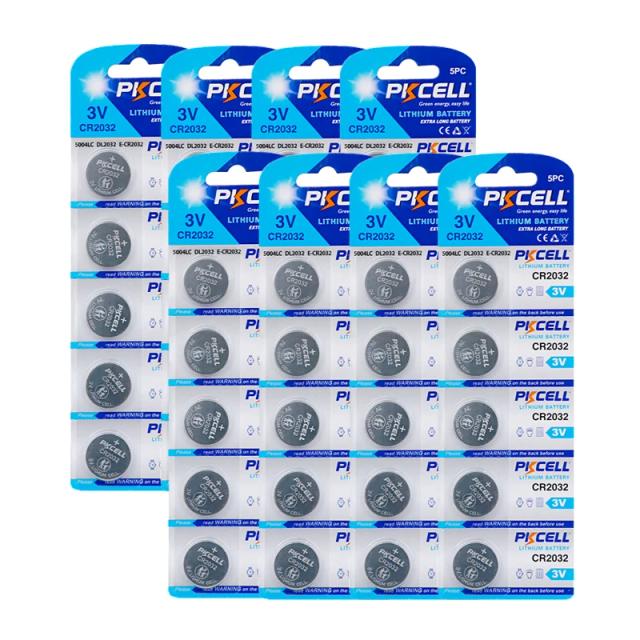 Kit de 40 Baterias de Lítio Pkcell para Relógios e Controles Remotos - CR2032, BR2032, DL2032, ECR2032