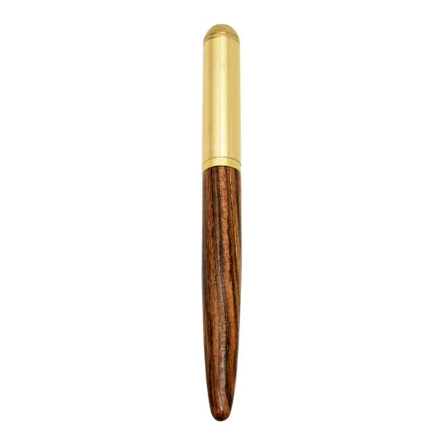 Caneta Tinteiro Retro de Bronze com Ponta 0.5mm em Madeira Luxuosa para Escritório, Redação e Arte - Ideal como Presente e para Caligrafia