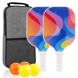 Pickleball Paddles Set, Raquete De Bola De Pickle De Fibra De Vidro, Jogo interior e exterior, Bolsa de transporte, 2 Conjuntos De Raquete Aprovado USB, 4 Bolas - Image 1