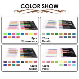 Conjunto de canetas coloridas de gel, 48 cores, isqueiro iluminador, canetas coloridas com glitter, desenho, escola, presentes estacionários para colorir para crianças - Image 5