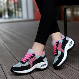 Tenis mulher tênis almofada de ar sapatos caminhada respirável ginásio sapatos de corrida para mulher rendas até plataforma esporte sapato tenes feminino - Image 2