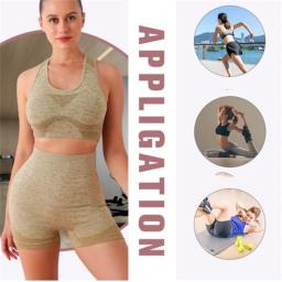 Conjunto de yoga ginásio shorts feminino esporte sutiãs sutiã treino topos para mulheres roupas de yoga leggings de fitness conjunto de ginásio sem costura conjuntos de yoga - Image 3