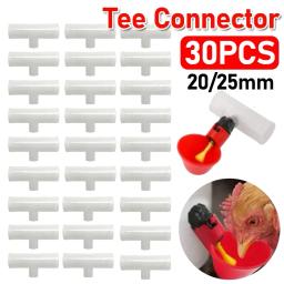 Gado de plástico bebendo alimentador Tee conector, frango automático bebedor tigela, copos de água do pássaro, PVC Tee Fittings, 20 25mm, 30-6Pcs - Image 1