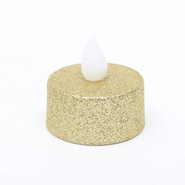 Velas LED Tealight com Glitter Dourado para Decoração de Festas e Casamentos - Conjunto com 6 Peças Sem Chama