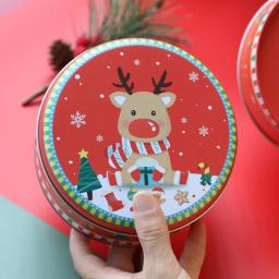Redonda Metal Presentes De Natal Caixa De Embalagem, Caixa De Armazenamento De Cookies, Latas De Doces, Presente De Decoração De Natal Para Crianças, Novo - Image 3