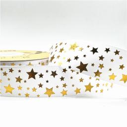 5 jardas 25mm poliéster fita de impressão estrelas fita para design artesanal arco casamento decoração natal diy bift caixa embalagem - Image 2