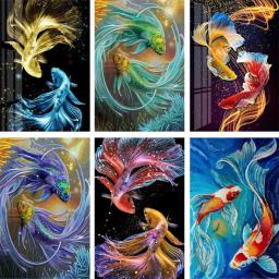 Arte de peixe impressa em tela 11ct kit ponto cruz diy bordado dmc threads artesanato pintura hobby design artesanal mulina presente - Image 1