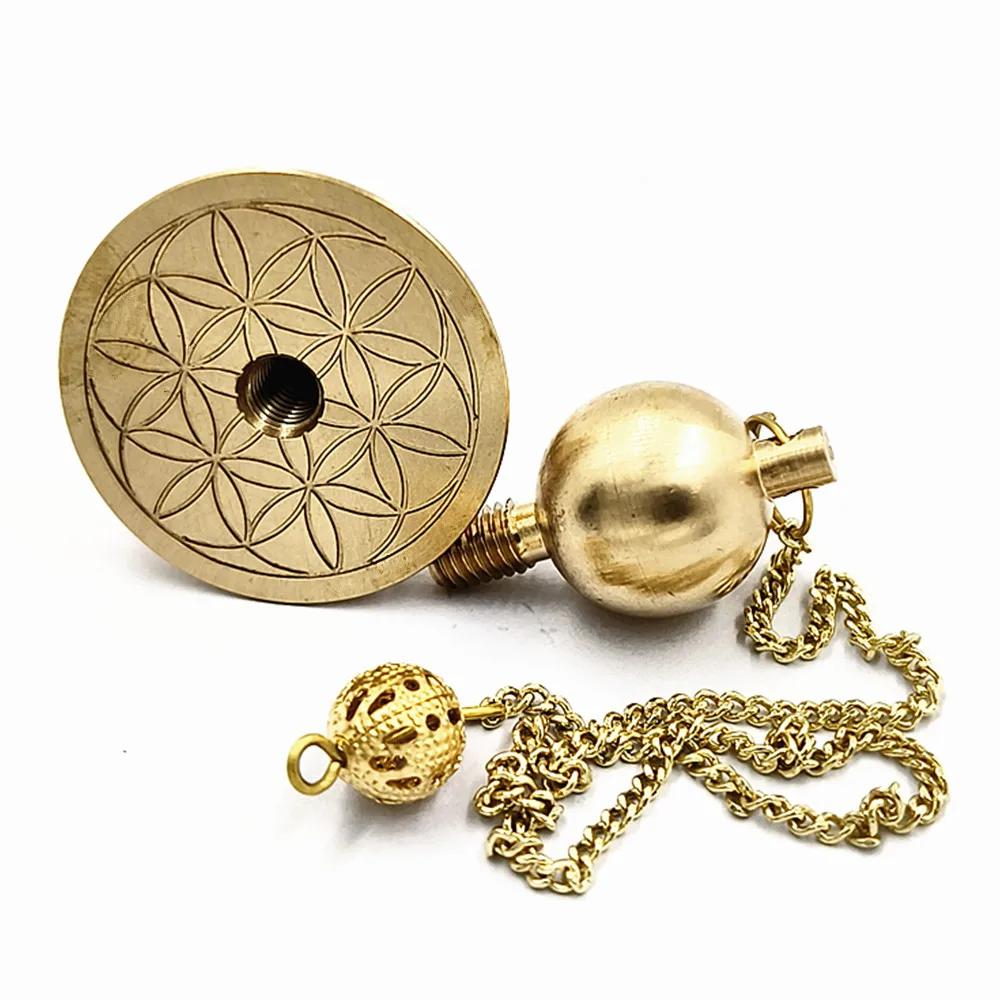 SONGLONG-Pingente de Pêndulo Flor da Vida para Adivinhação, Banhado a Ouro, Cura Wicca, Energia Espiritual, Equilíbrio Apontado - Image 1
