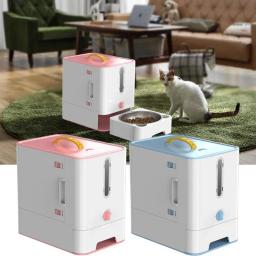 Recipiente de armazenamento de alimentos para animais, Caixa hermética com copo de medição Recipiente com trava, Selo à prova de umidade - Image 1