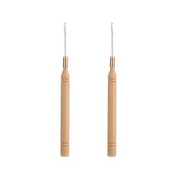 Agulha de gancho de crochê com cabo de madeira para ligação de micro anéis para extensões de cabelo, ferramentas para fazer perucas, trança de cabelo - Image 5