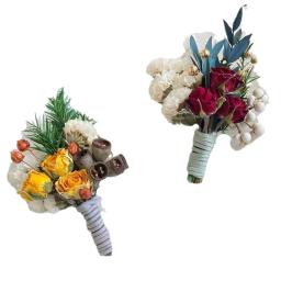 Flor eterna seca para casamento, Flor de peito, Lapela, Flor de pulso, Acessórios para pais e noivo, Grass Ping - Image 2
