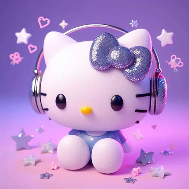 Kit de Pintura em Diamante Olá Kitty - Artesanato DIY em Cruz Bordado 5D, Perfeito como Presente Artístico
